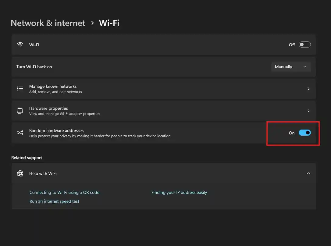 Random Hardware Addresses.