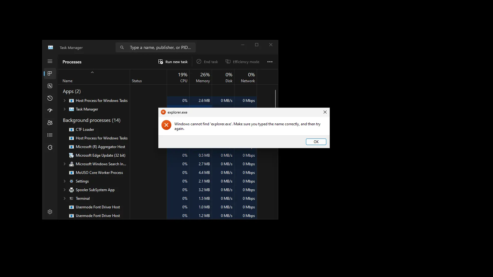 Windows Can't find explorer.exe Explorer Error